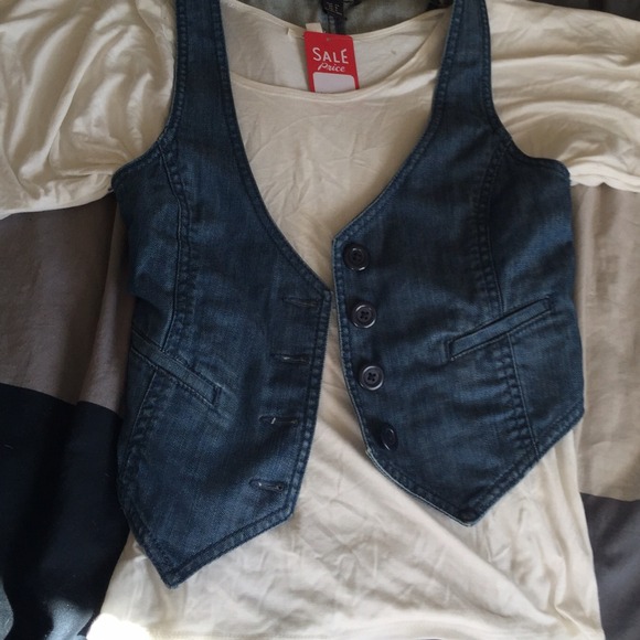 H&m denim vest And white top