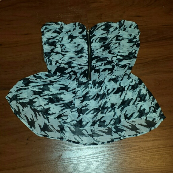 White and black chiffon peplum top