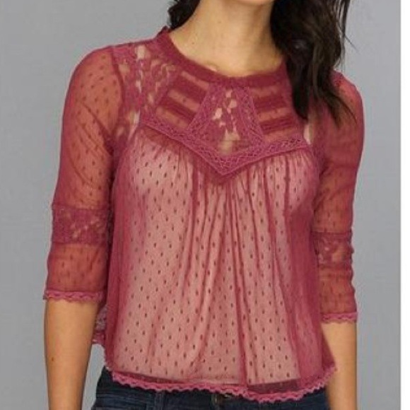 Free people modern romance dotted mesh top
