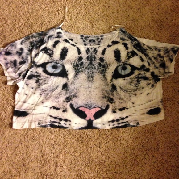 H&m white tiger crop top. Moving sale!
