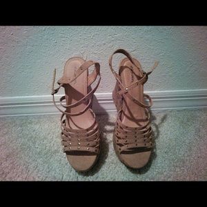 Xhilaration faux suede strappy wedge