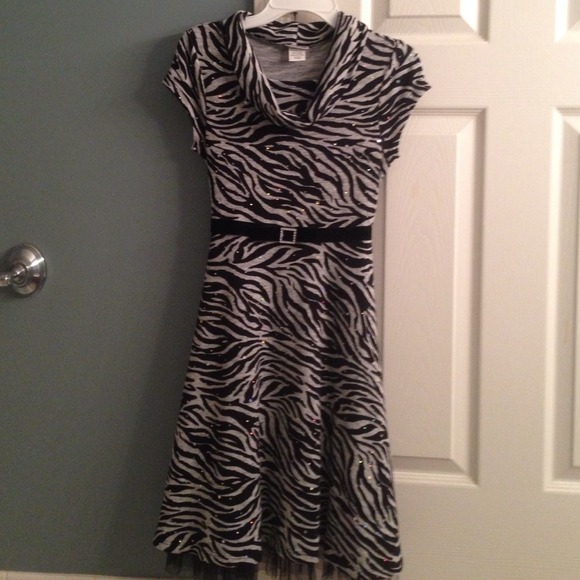 Girls zebra print special occasion dress