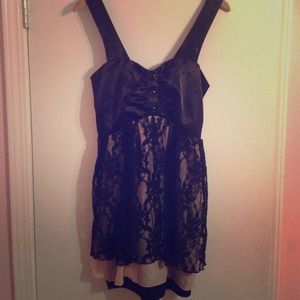 Black lace prom dress