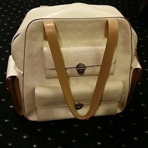 Arcadia white Italian leather backpack
