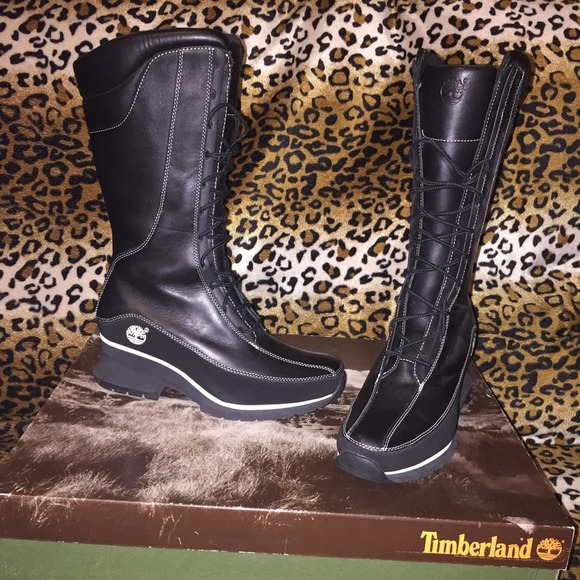 Timberland Black Leather Women Boots
