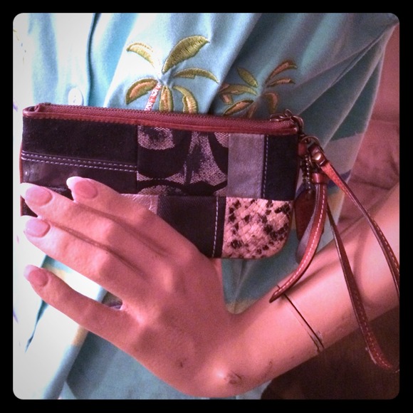 Authentic Coach Wristlet. Denim patchwork.