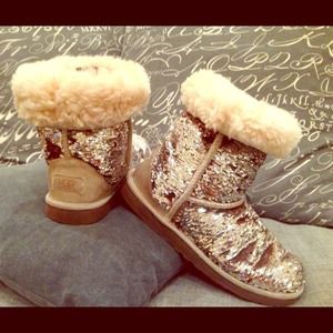 Original glitter UGG boots! Silver/Brn reversible