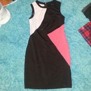 Black, white, and coral cocktail dress!