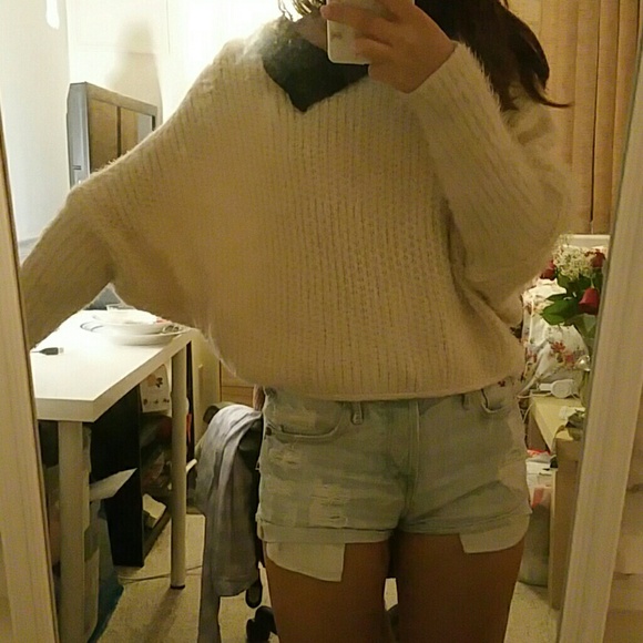 Vintage Fuzzy Knit Sweater with Crochet Collar - Picture 2 of 2