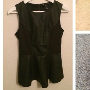 Faux Leather Peplum Top