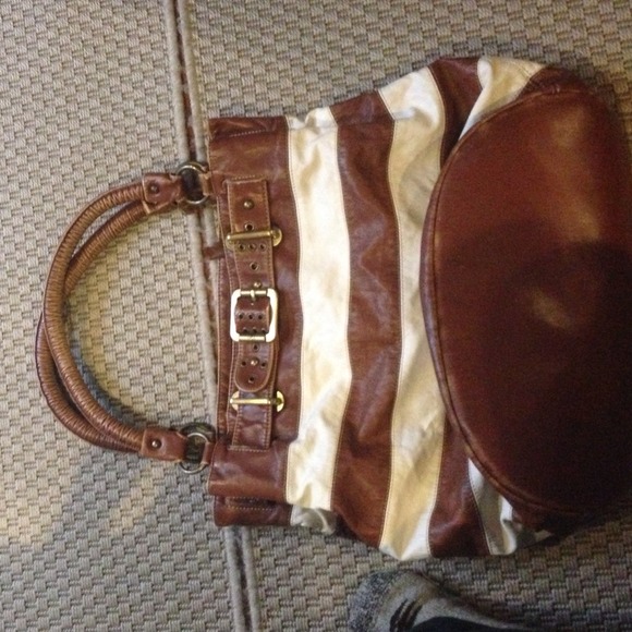 Stripe large shoulder purse