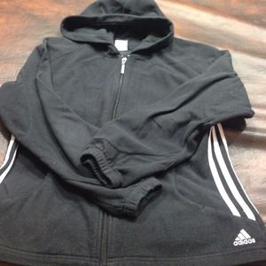 Adidas black fleece hooded sweatshirt