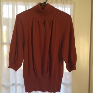 Fall burnt orange keyhole neck turtleneck sweater