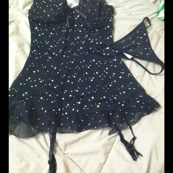 Black nighty with sparkly sequence NWT -36B
