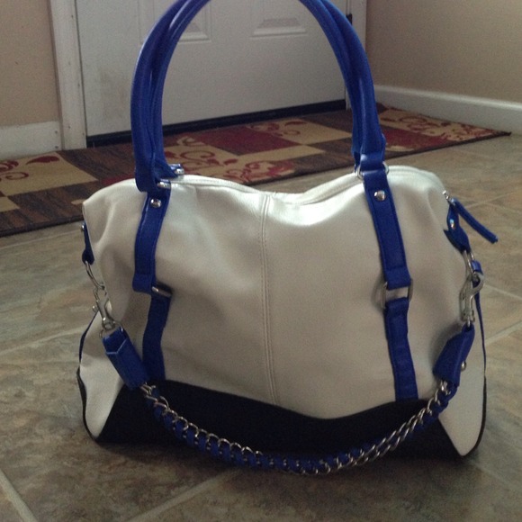 Brand new white/royal blue purse