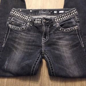Miss Me skinny black jeans  with studded waist