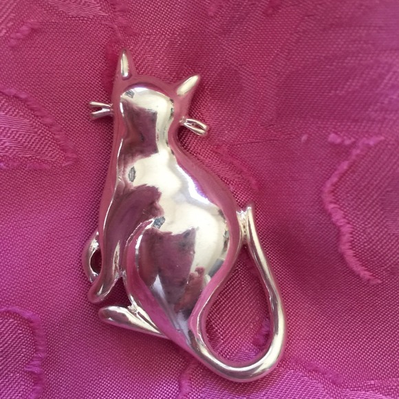 Sterling Silver Cat Brochette