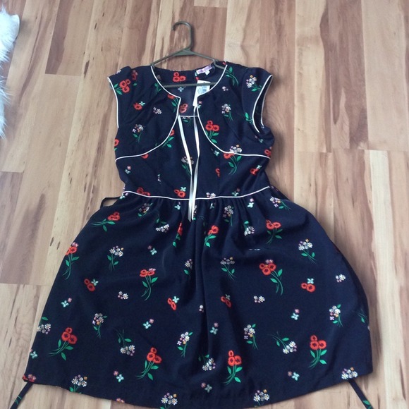 Black dress with red flowers