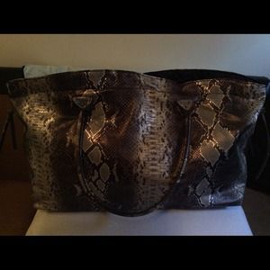 Snake-print DSW tote.