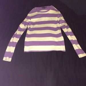 Polo white and purple striped long sleeve shirt.