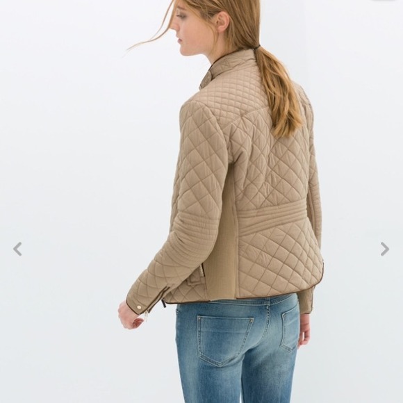 SOLD! Zara Camel Beige Tan Quilted Jacket Coat - Picture 2 of 3