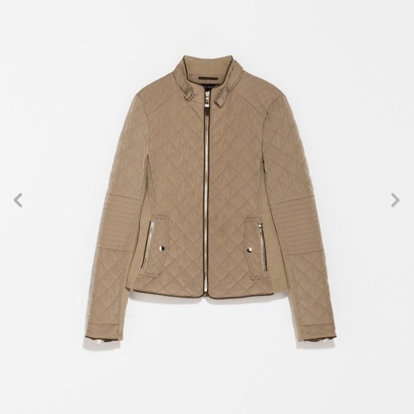SOLD! Zara Camel Beige Tan Quilted Jacket Coat - Picture 3 of 3