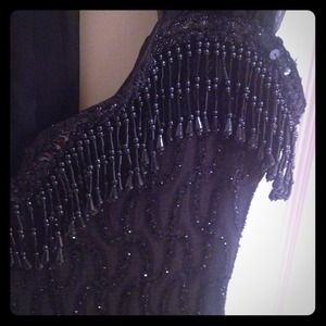 BLACK FORMAL BEADED DRESS