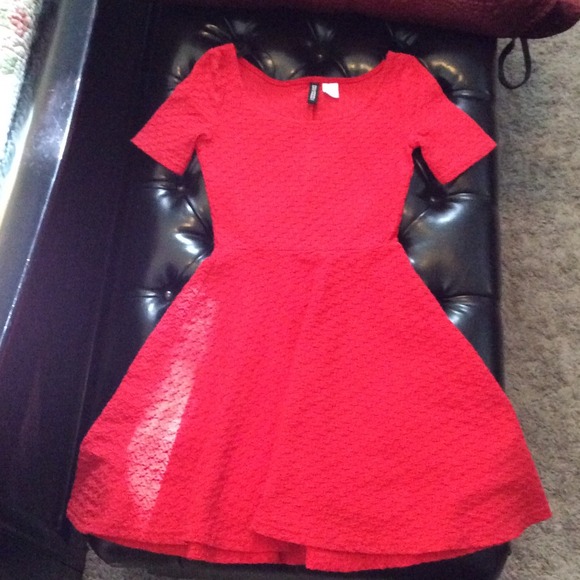 H&M red flirty skater dress