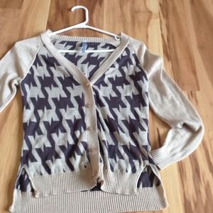Houndstooth cardigan.