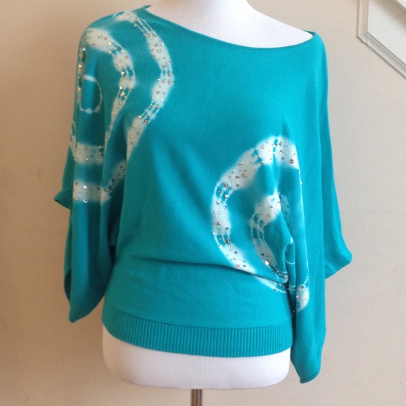 Turquoise sequin knit sweater