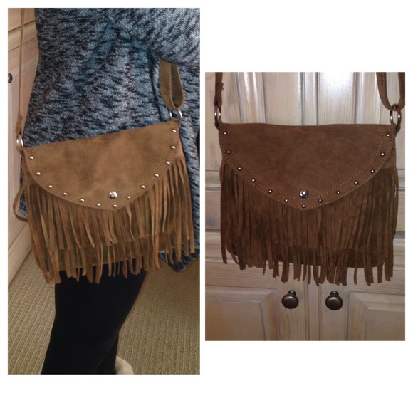 brown suede with fringe