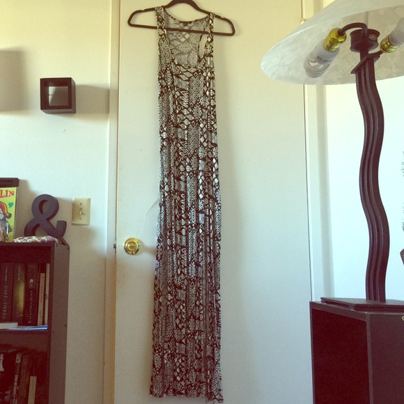 Aztec maxi dress with openings on the bottom