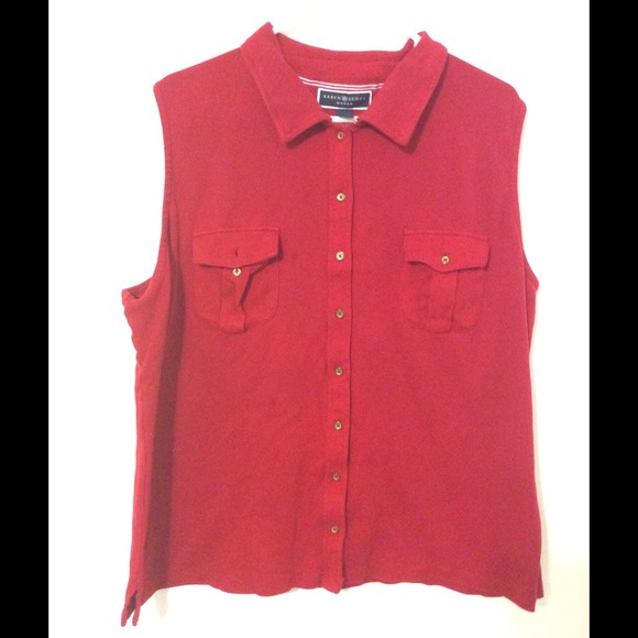 Red button down shirt