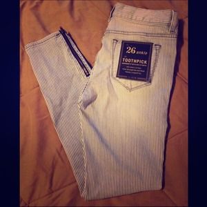 J Crew Toothpick Railroad Stripe Jeans sz 26 NWT!