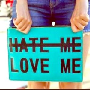 Zara clutch love me hate me bag