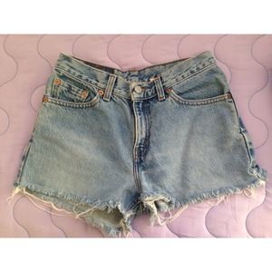 Size small (517) Levi denim high waisted shorts.