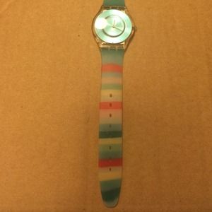 SWATCH Watch with Striped Silicone Band