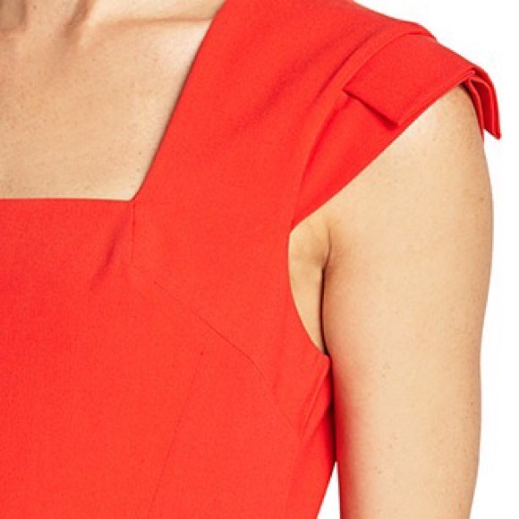 Bright red peplum cap sleeve dress - Picture 2 of 4