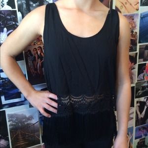 Fringe tank top with crochet detail