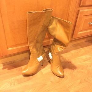 Knee high camel boots