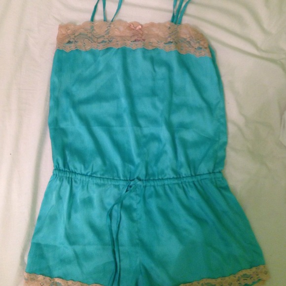 Blue green Aqua lingerie playsuit