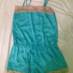 Blue green Aqua lingerie playsuit