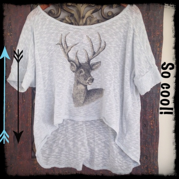 Hi Lo wide neck cropped deer top
