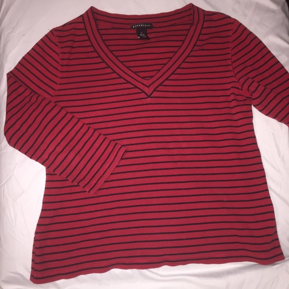 Red and black striped top
