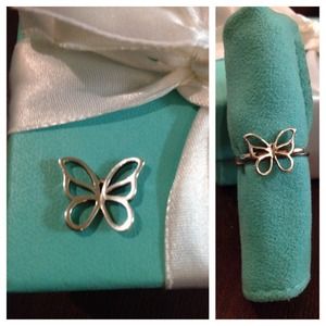 Tiffany & Co Butterfly Pendant and Ring Set, sz 6