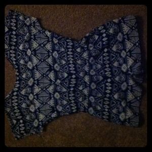 Blue and White Tribal print romper