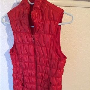 Red puff vest