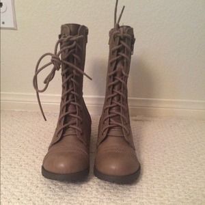 Brown combat boots