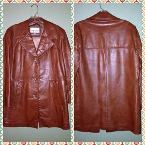 🍂Vintage Brown Leather Blazer Coat Jacket-L/XL