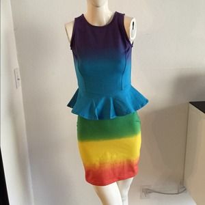 Motel Rocks ombre rainbow dress